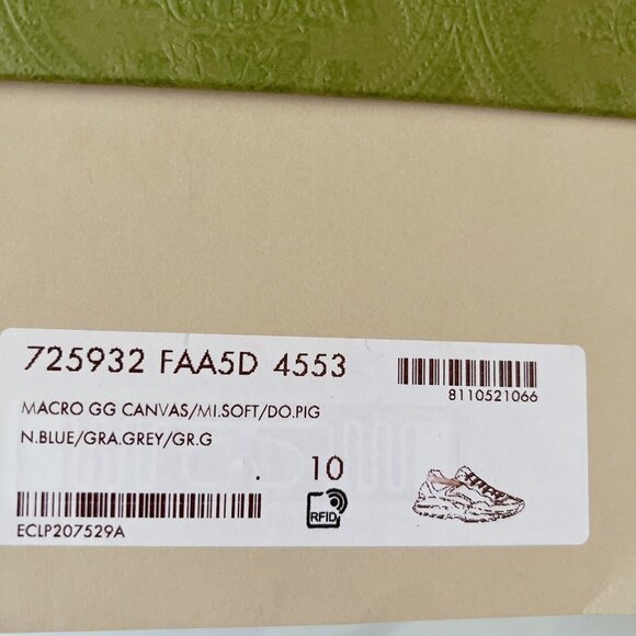 Gucci Rython GG Logo Monogram Mens Sneaker Blue Canvas Leather UK 10/ US 10.5 - Picture 13 of 13